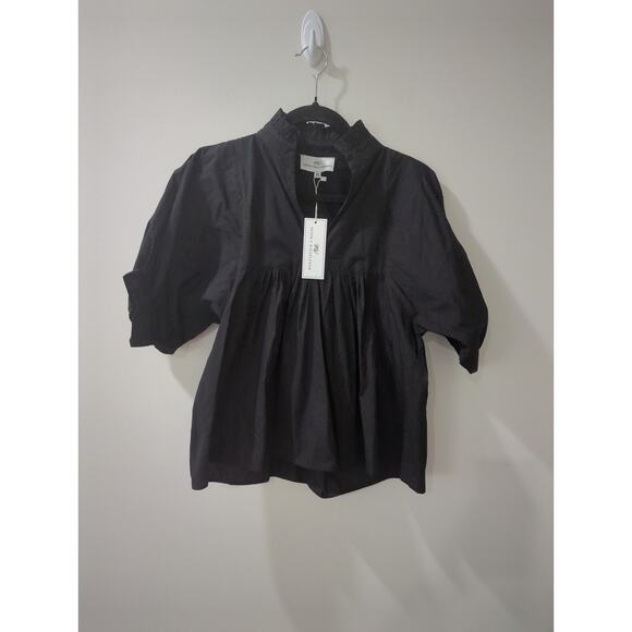 Never A Wallflower Black Poplin High Neck Top NWT - Picture 5 of 5